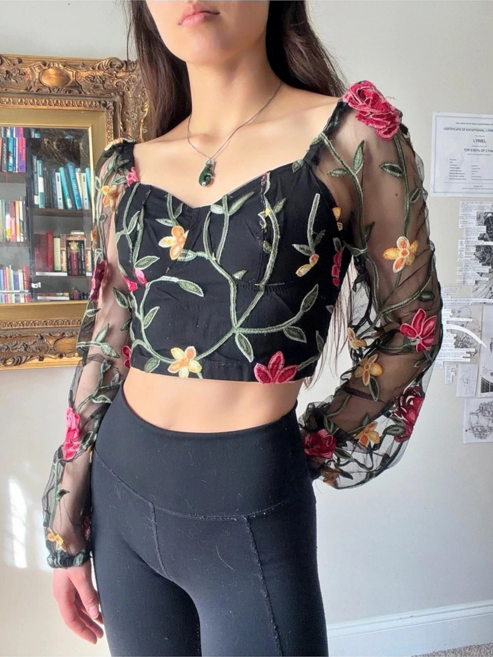Floral Embroidered Crop Top